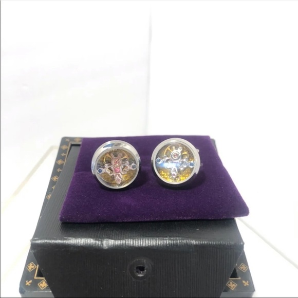 Dich Creat Cufflinks Stainless Steel Rhodium Emboss Tourbillon Men Cufflinks - Picture 8 of 10